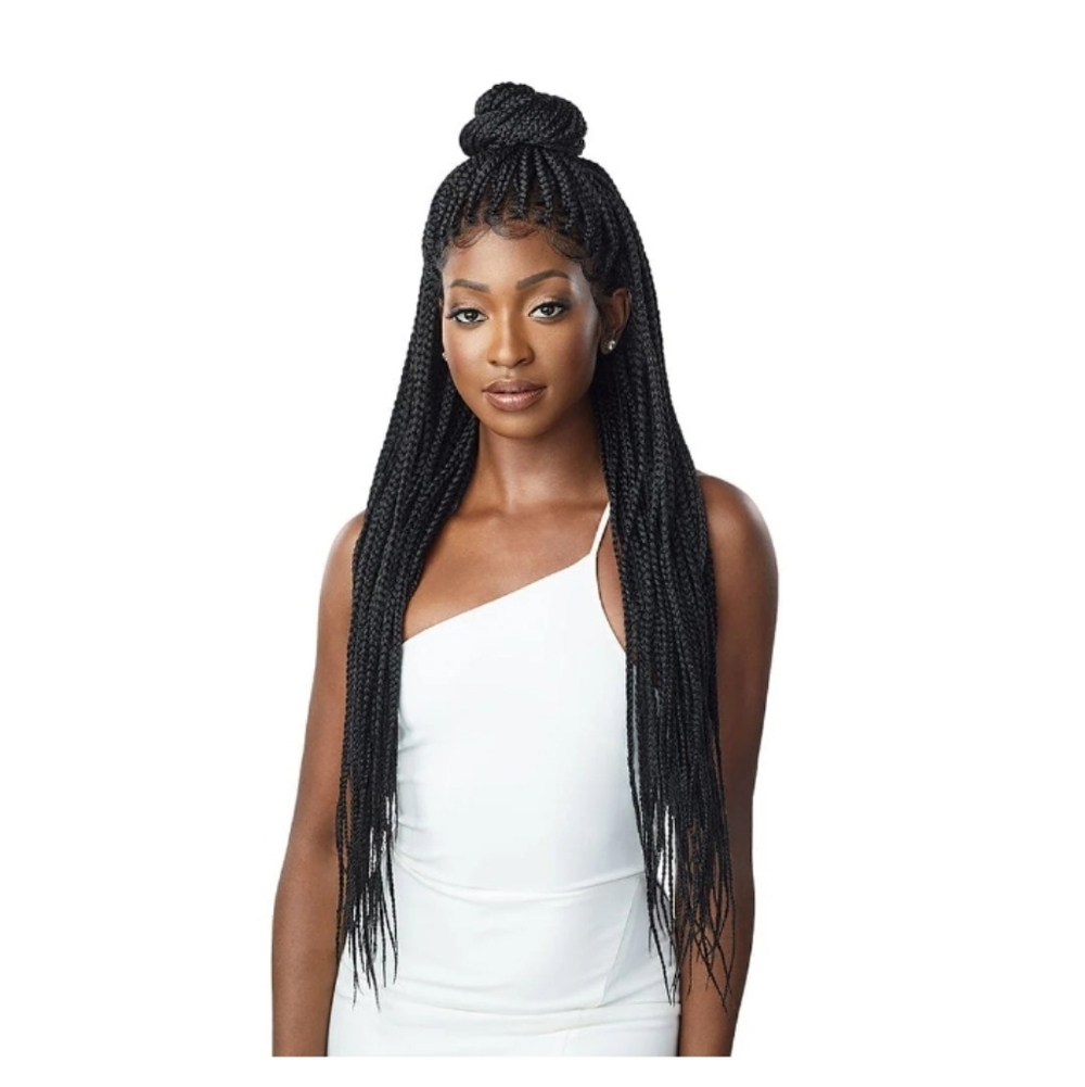 "NWT" Knotless Square Part Braids Outre Elegant Brown Braided Hair Wig 13X4
